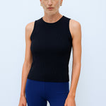 Black Halter Neck Knit Crop Top