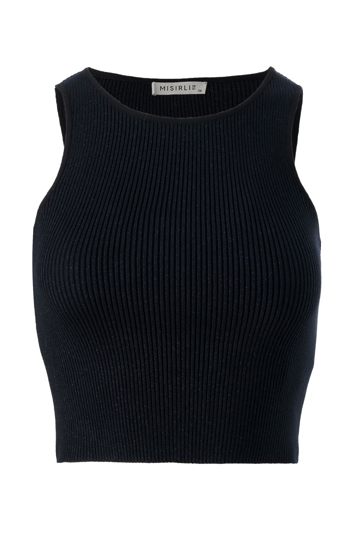 Black Halter Neck Knit Crop Top