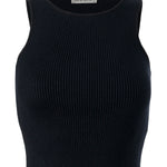 Black Halter Neck Knit Crop Top