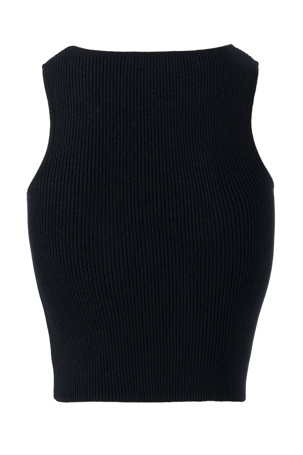 Black Halter Neck Knit Crop Top