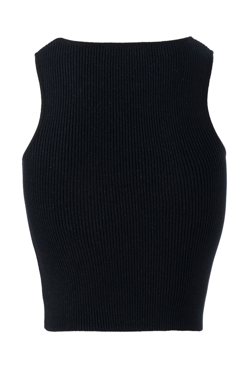 Black Halter Neck Knit Crop Top