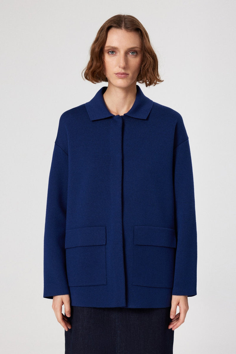 Indigo Shirt Collar Pocket Detail Women's Jacket