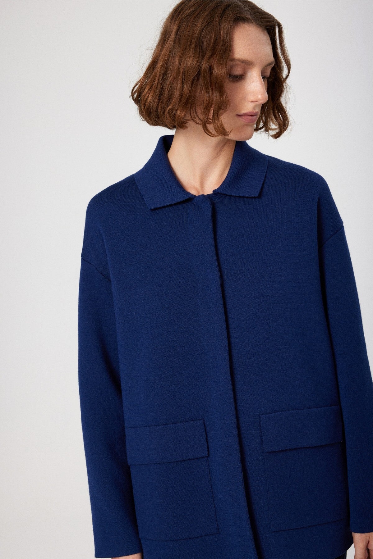 Indigo Shirt Collar Pocket Detail Women's Jacket