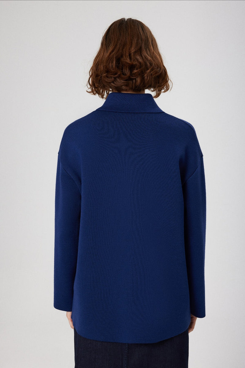 Indigo Shirt Collar Pocket Detail Women's Jacket