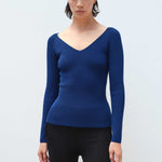 Indigo V-Neck Women's Sweater