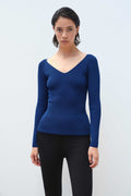 Indigo V-Neck Women's Sweater