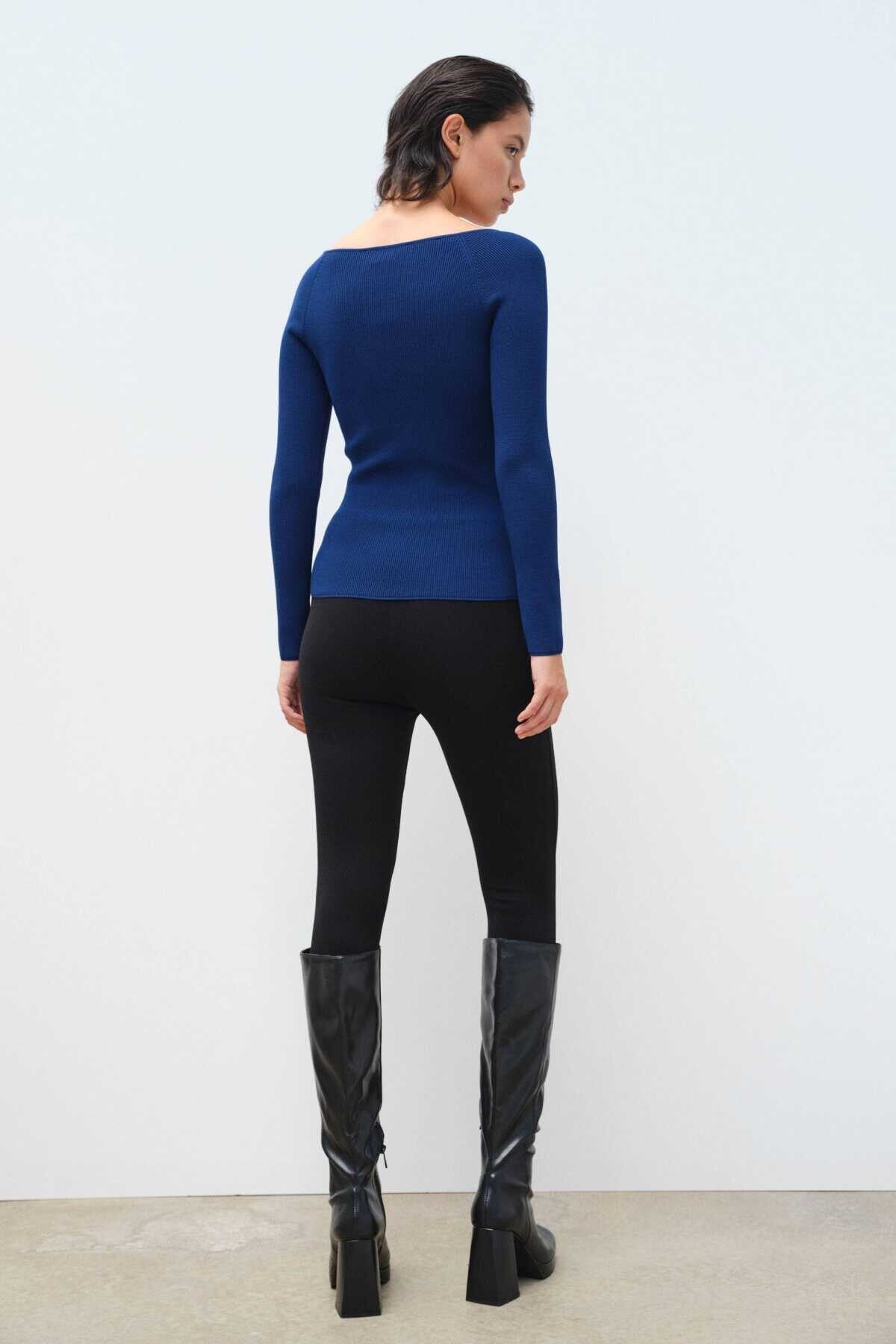 Indigo V-Neck Women's Sweater