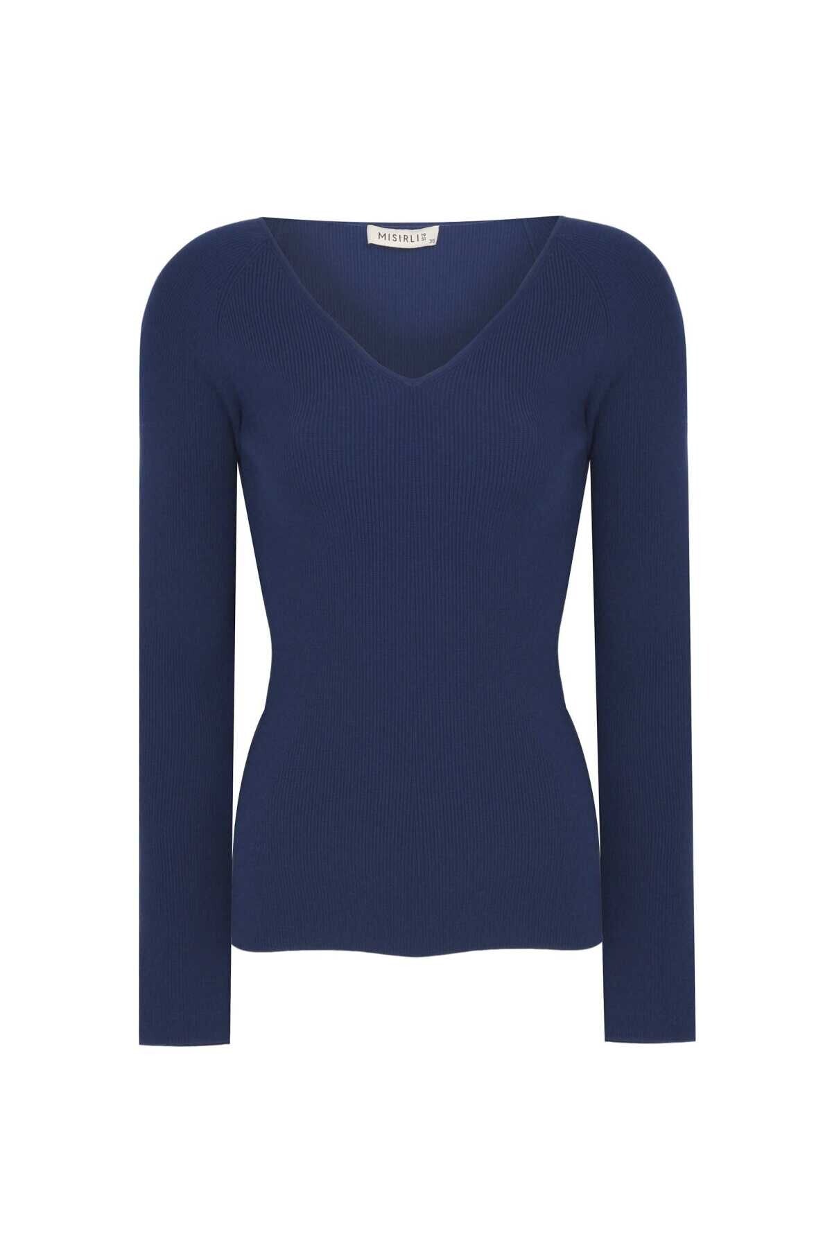 Indigo V-Neck Women's Sweater