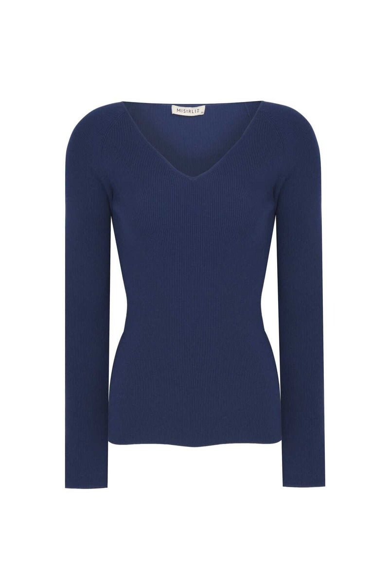 Indigo V-Neck Women's Sweater