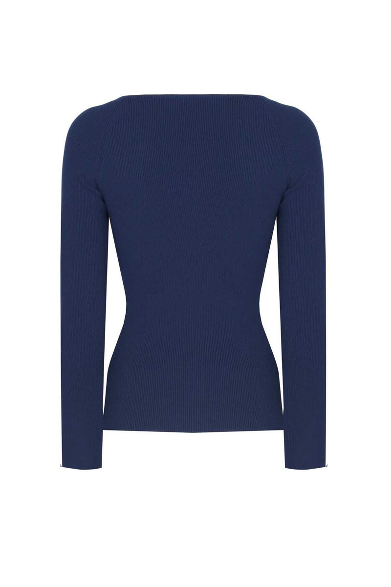 Indigo V-Neck Women's Sweater