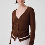 Brown Belted Women's Cardigan