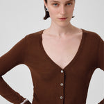 Brown Belted Women's Cardigan