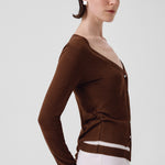 Brown Belted Women's Cardigan
