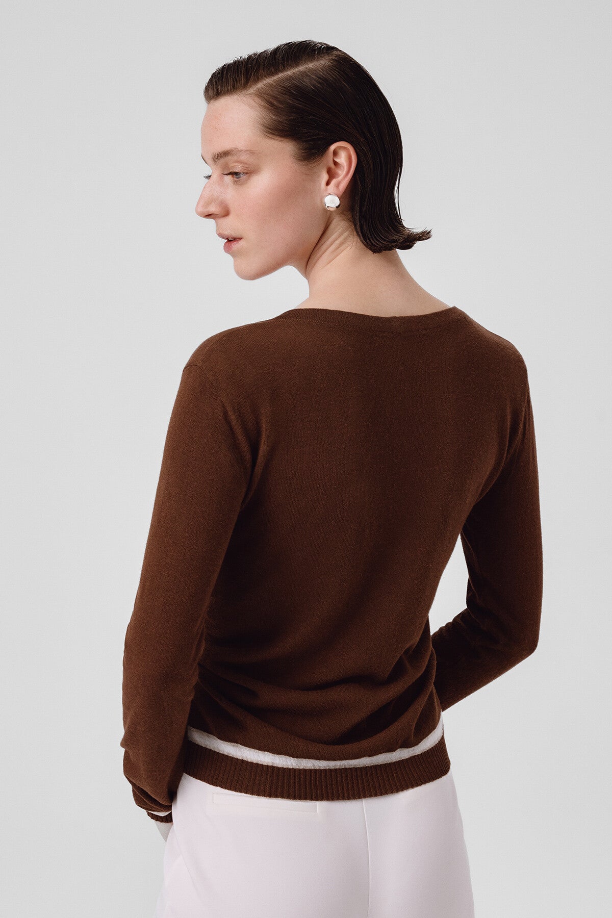 Brown Belted Women's Cardigan