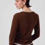 Brown Belted Women's Cardigan