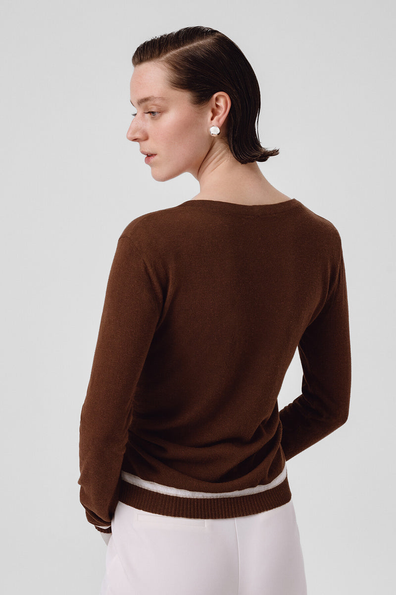 Brown Belted Women's Cardigan