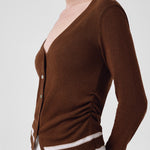 Brown Belted Women's Cardigan