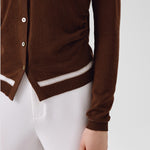 Brown Belted Women's Cardigan