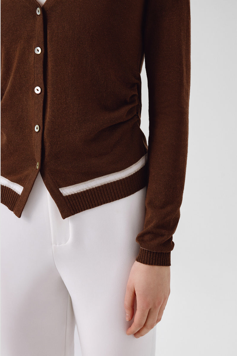 Brown Belted Women's Cardigan