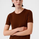 Brown Short Sleeve Women's Sweater with a Bike Neck