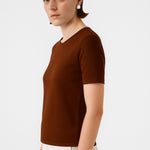 Brown Short Sleeve Women's Sweater with a Bike Neck