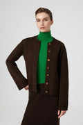 Brown Pocket Detailed Buttoned Women's Jacket