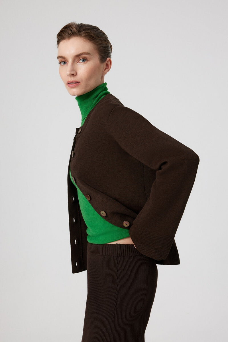 Brown Pocket Detailed Buttoned Women's Jacket