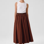 Brown Long Skirt with Pocket Details