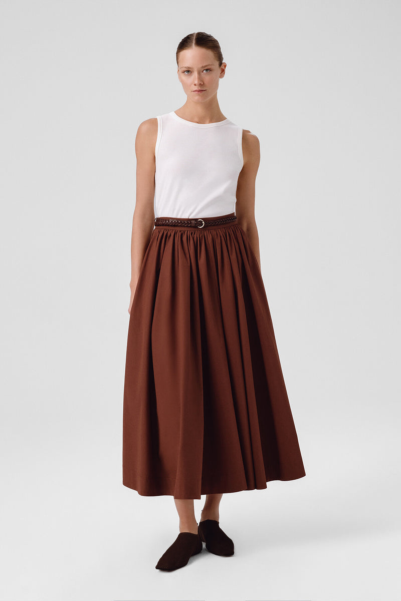 Brown Long Skirt with Pocket Details