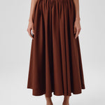 Brown Long Skirt with Pocket Details