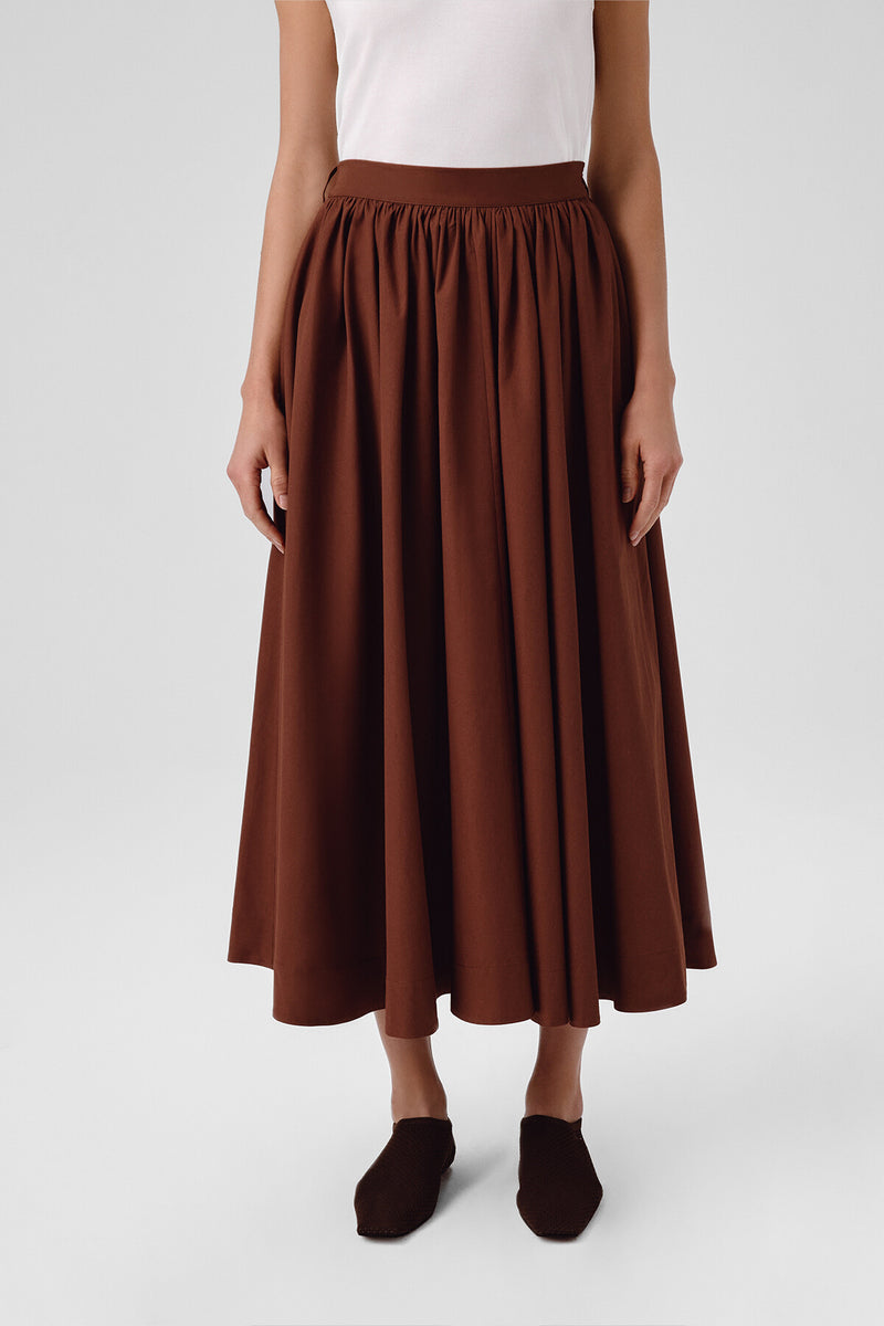 Brown Long Skirt with Pocket Details