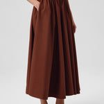Brown Long Skirt with Pocket Details