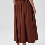 Brown Long Skirt with Pocket Details