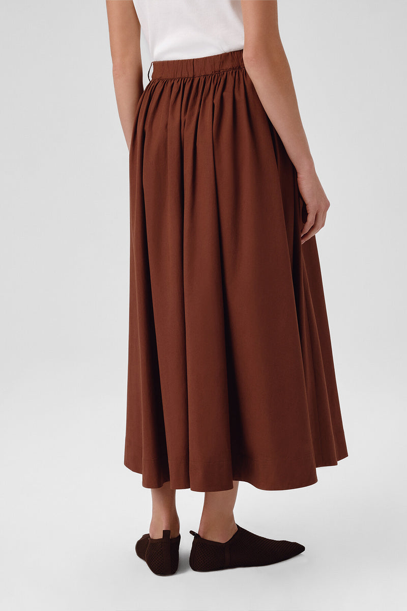 Brown Long Skirt with Pocket Details