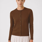 Brown Buttoned Women's Cardigan