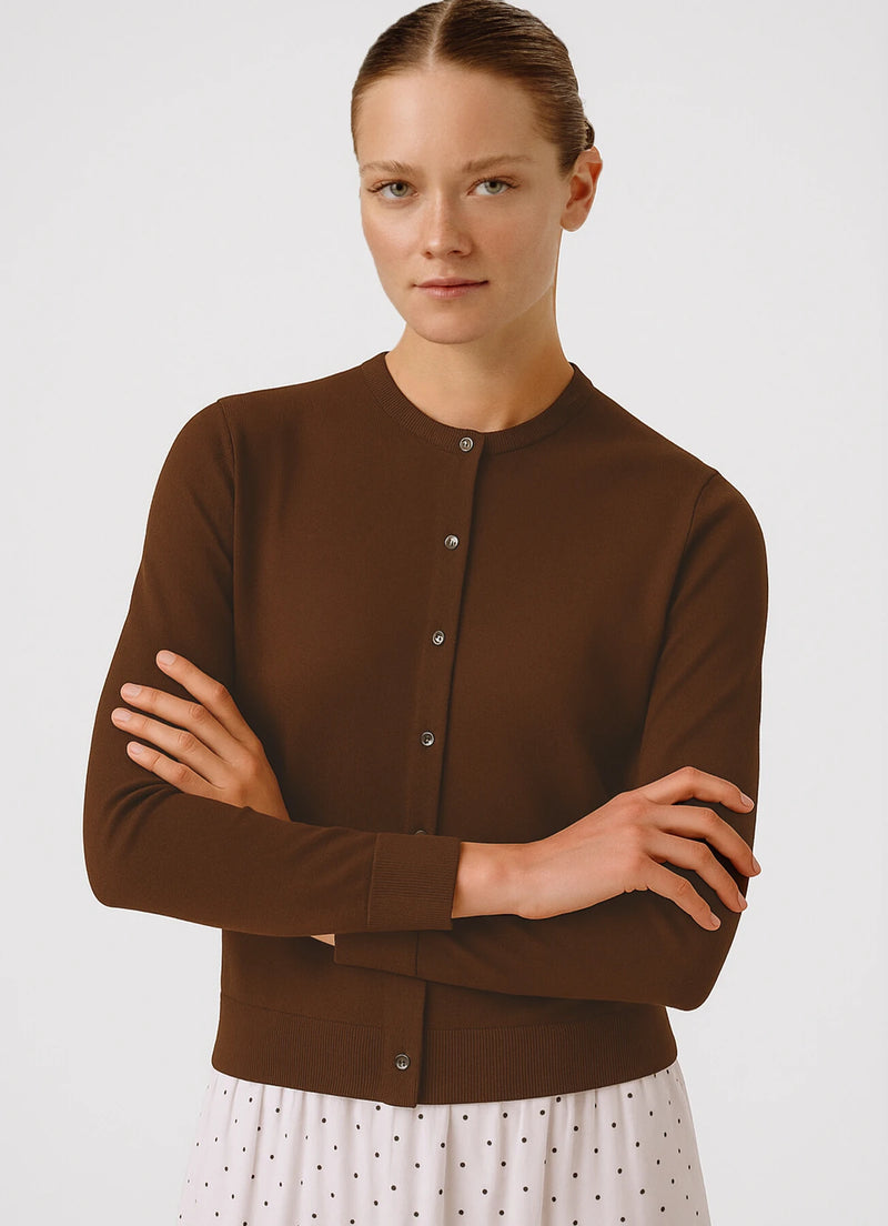 Brown Buttoned Women's Cardigan