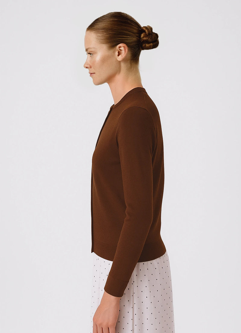 Brown Buttoned Women's Cardigan