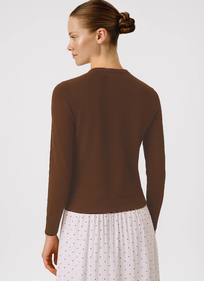 Brown Buttoned Women's Cardigan