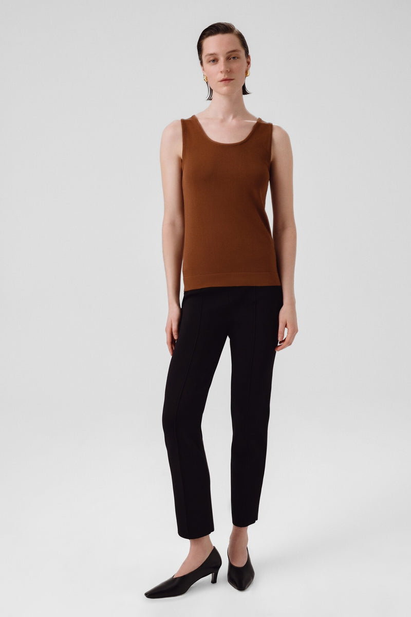 Brown Thick-Strapped Round Neck Women's Athletic Shirt