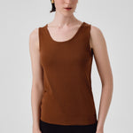 Brown Thick-Strapped Round Neck Women's Athletic Shirt