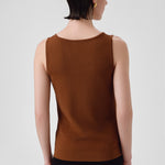 Brown Thick-Strapped Round Neck Women's Athletic Shirt