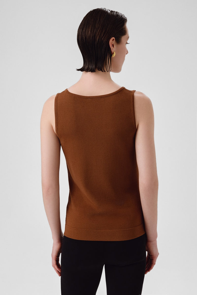 Brown Thick-Strapped Round Neck Women's Athletic Shirt