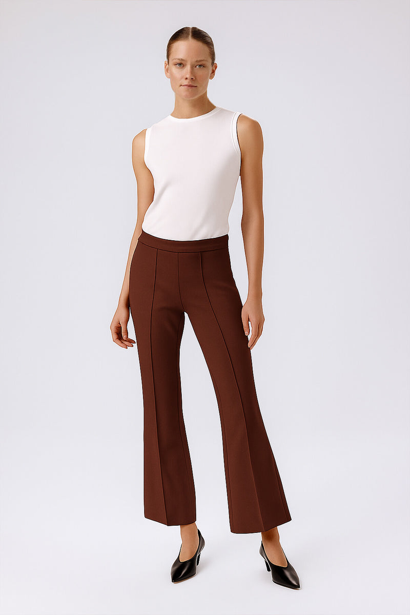 Brown Ribbed Spanish Cuff Women's Pants