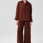 Brown Women's Slit-Hem Pants