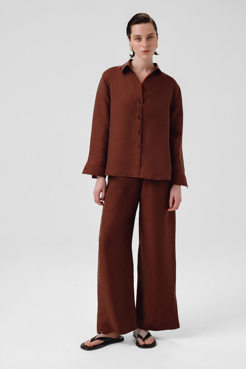 Brown Women's Slit-Hem Pants
