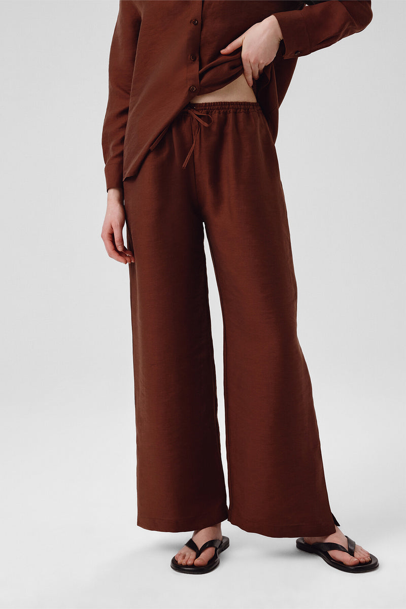 Brown Women's Slit-Hem Pants