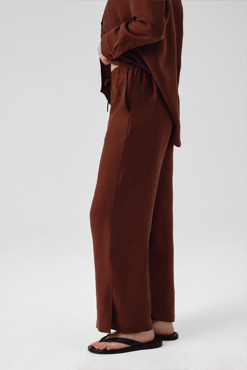 Brown Women's Slit-Hem Pants