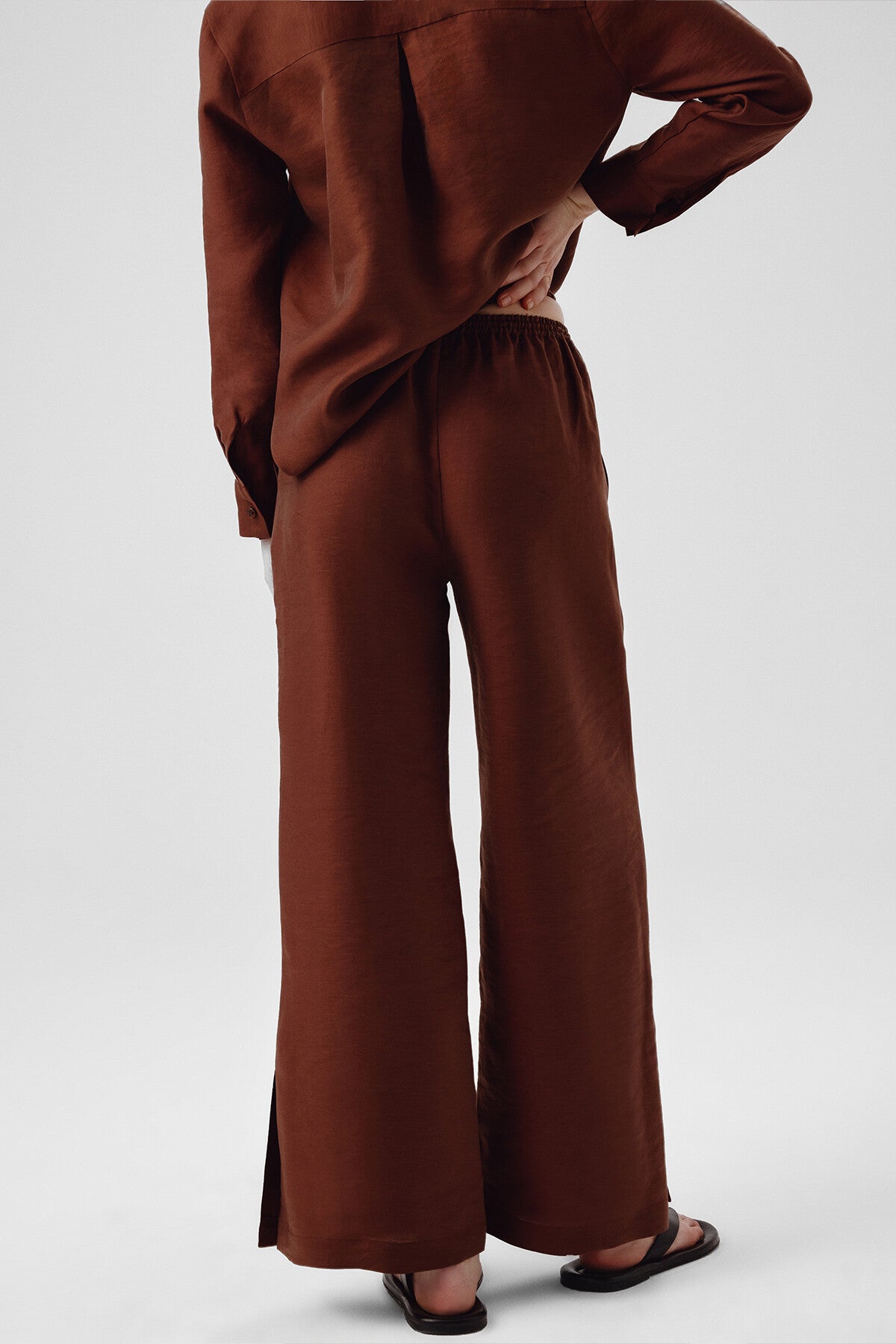 Brown Women's Slit-Hem Pants