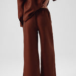 Brown Women's Slit-Hem Pants