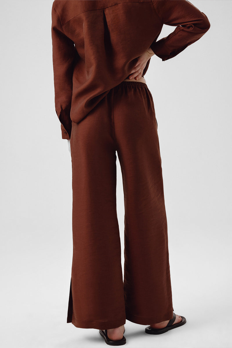 Brown Women's Slit-Hem Pants